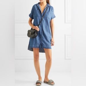Madewell Blue Chambray Raw Hem Buttoned Shirt Dress in Abbot Wash, Size Med